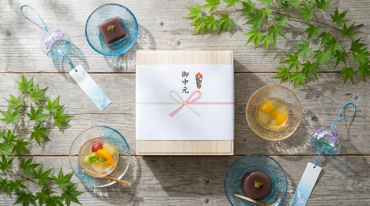 お中元の海鮮ギフト（のし付き化粧箱）